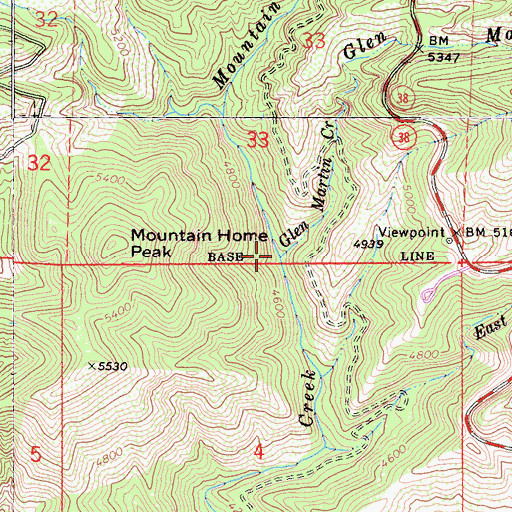 Topographic Map of Glen Martin Creek, CA