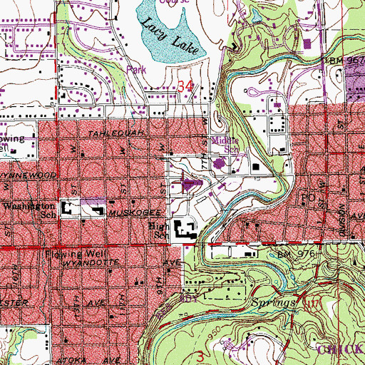 Topographic Map of Sulphur Intermediate Elementary School, OK