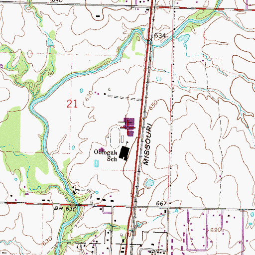 Topographic Map of Oologah - Talala High School, OK