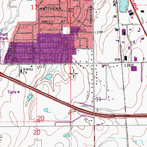 Topographic Map of Leslie F. Roblyer Middle School, OK