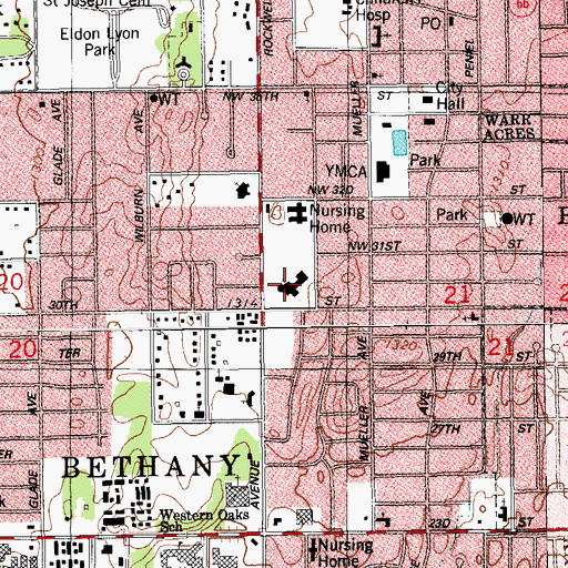 Topographic Map of Southern Nazarene University School For Children, OK