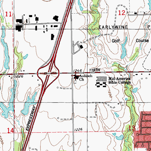 Topographic Map of Antioch Christian Academy, OK