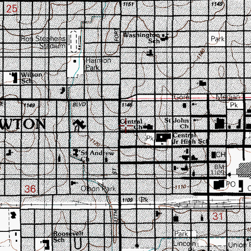 Topographic Map of Platt College, OK