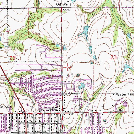 Topographic Map of Curtis Inge Middle School, OK