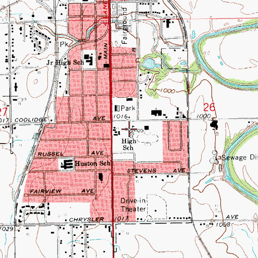 Topographic Map of Blackwell High School, OK