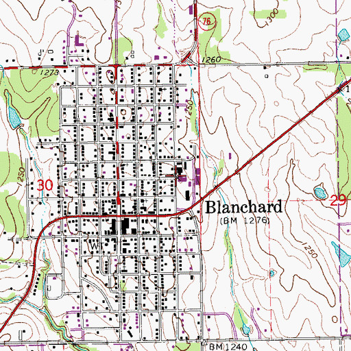 Topographic Map of Blanchard Intermediate Elementary School, OK