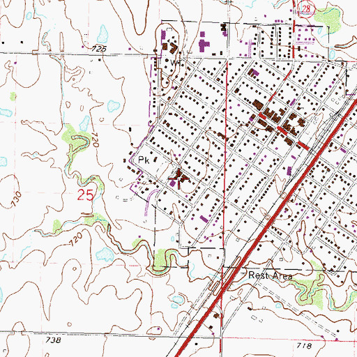 Topographic Map of McIntosh Elementary School, OK