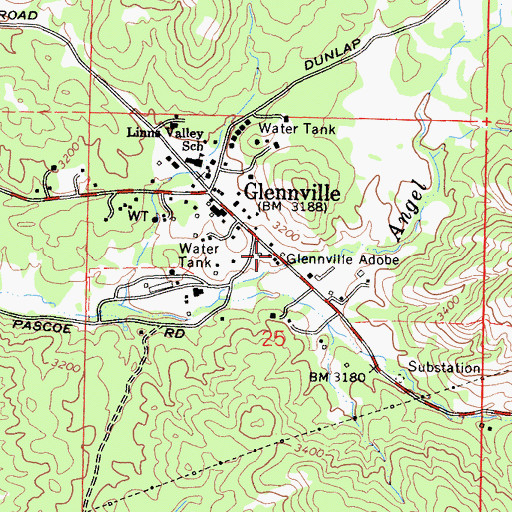 Topographic Map of Glennville Adobe, CA