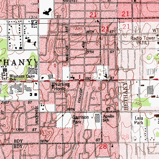Topographic Map of Bethany Christian Academy, OK