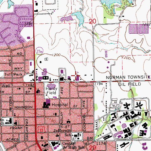 Topographic Map of Robinson Street Academy, OK