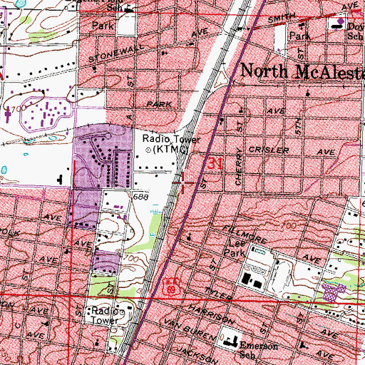 Topographic Map of American Beauty Institute, OK
