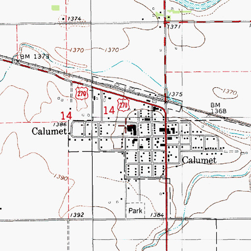 Topographic Map of Calumet High School, OK