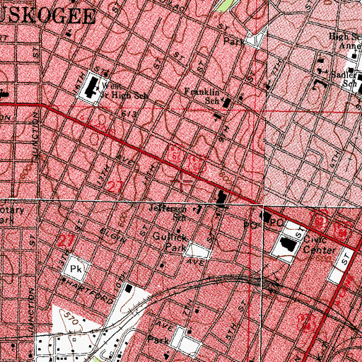 Topographic Map of Virgils Beauty College, OK