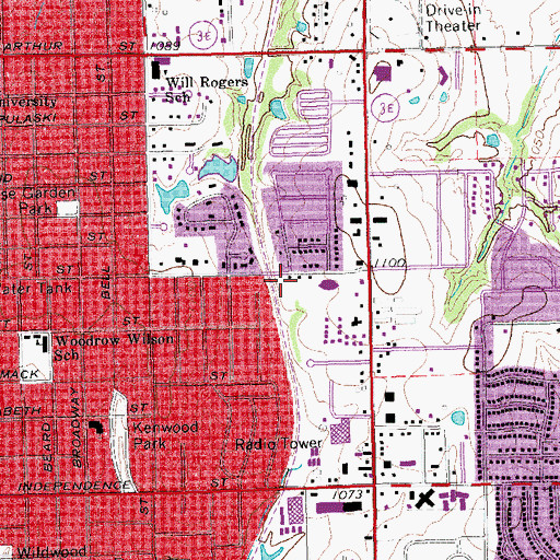 Topographic Map of Liberty Academy, OK