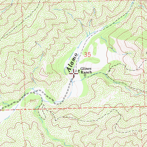 Topographic Map of Glines Ranch, CA