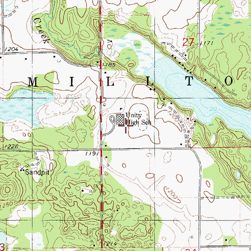 Topographic Map of Unity Middle School, WI