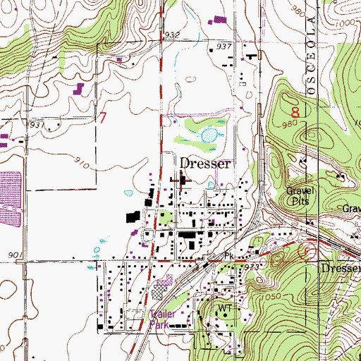 Topographic Map of Dresser Elementary School, WI