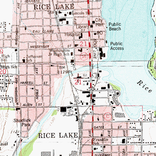 Topographic Map of Red Cedar School, WI