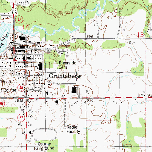 Topographic Map of Grantsburg Virtual School, WI