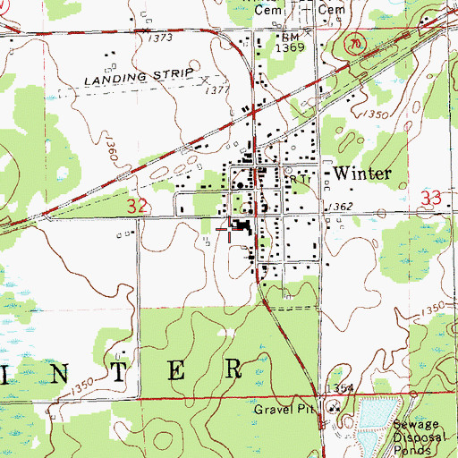 Topographic Map of Winter Elementary School, WI