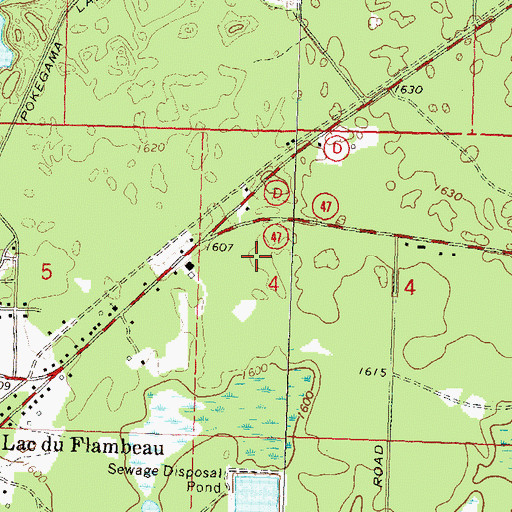 Topographic Map of Lac Du Flambeau Elementary School, WI