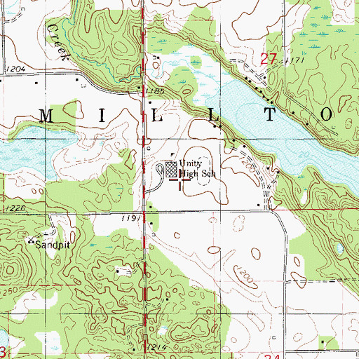 Topographic Map of Unity Elementary School, WI
