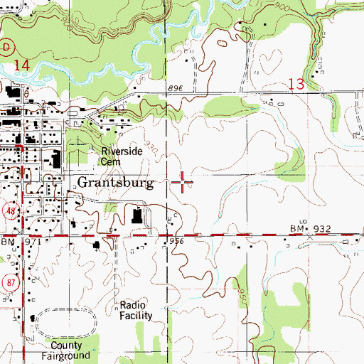 Topographic Map of Grantsburg Middle School, WI