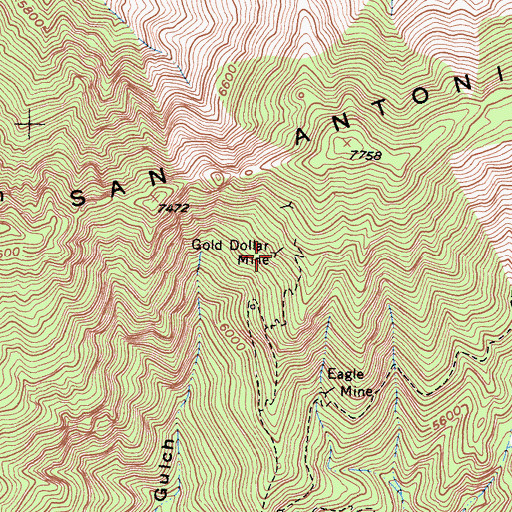 Topographic Map of Gold Dollar Mine, CA