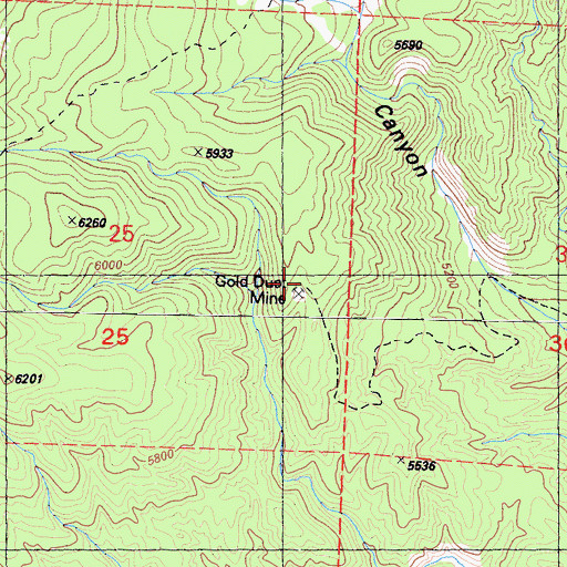 Topographic Map of Gold Dust Mine, CA