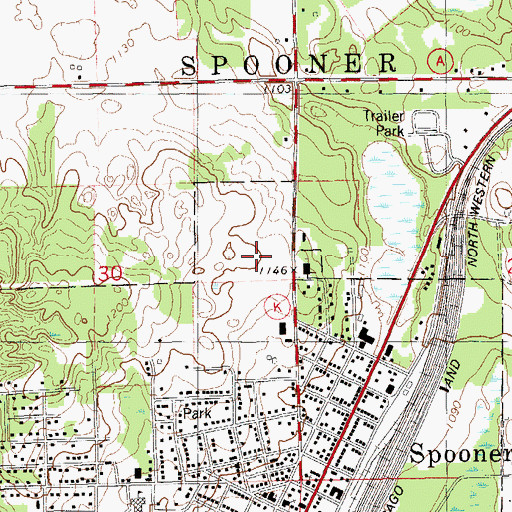 Topographic Map of Spooner Elementary School, WI