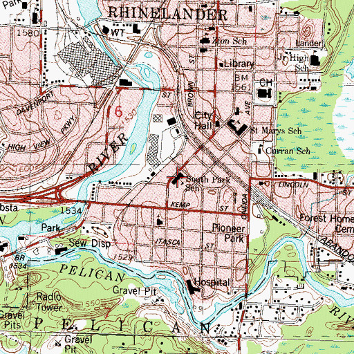 Topographic Map of Northwoods Community Secondary School, WI