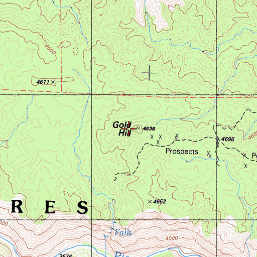 Topographic Map of Gold Hill, CA