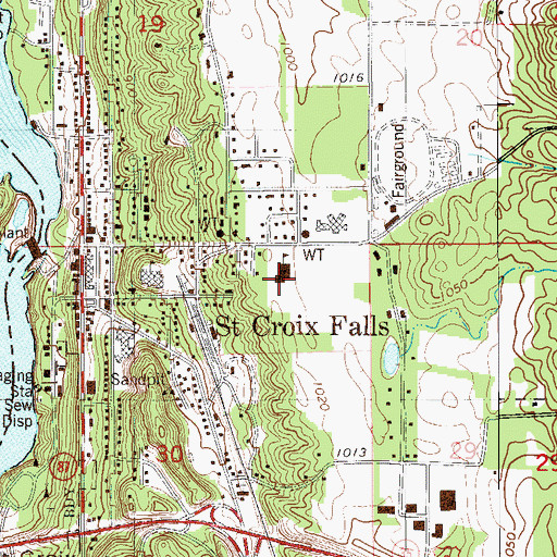 Topographic Map of Saint Croix Falls Elementary School, WI