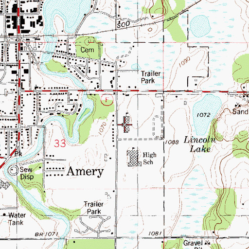 Topographic Map of Lien Elementary School, WI