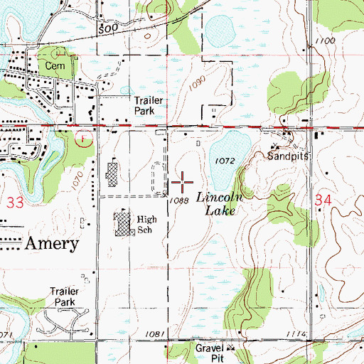Topographic Map of Amery Middle School, WI