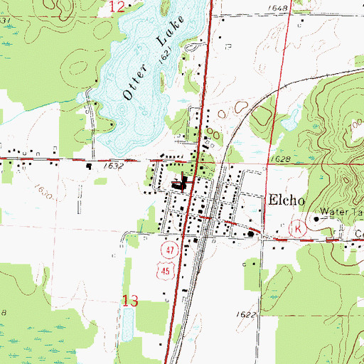 Topographic Map of Elcho Elementary School, WI