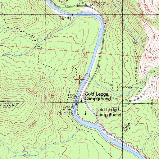 Topographic Map of Gold Ledge Campground, CA