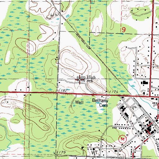 Topographic Map of Wittenberg - Birnamwood High School, WI