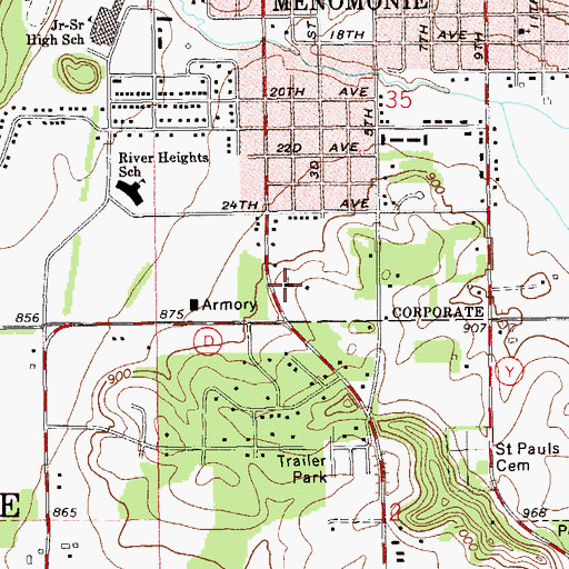 Topographic Map of Immanuel Baptist Church School, WI