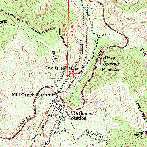 Topographic Map of Gold Queen Mine, CA