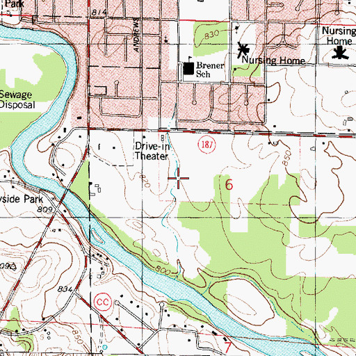 Topographic Map of Shawano High School, WI