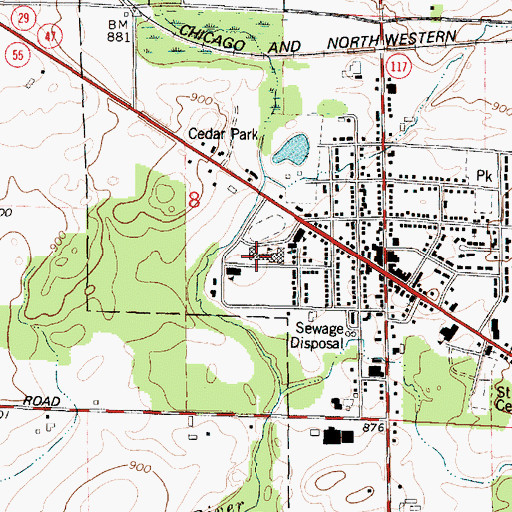 Topographic Map of Bonduel Middle School, WI