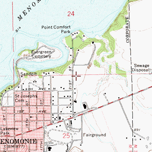 Topographic Map of Menomonie Alliance Christian School, WI