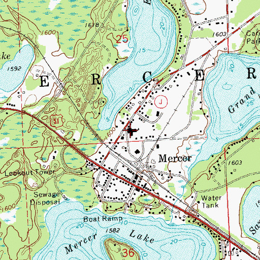 Topographic Map of Mercer Environmental Tourism Charter School, WI