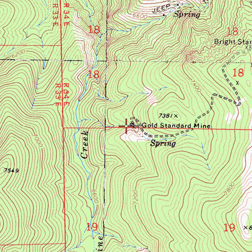 Topographic Map of Gold Standard Mine, CA