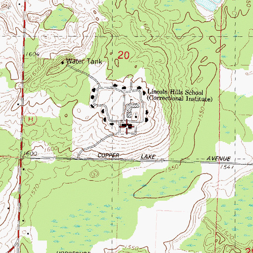 Topographic Map of Lincoln Hills School, WI
