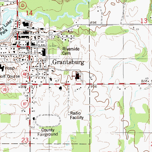 Topographic Map of Grantsburg Elementary School, WI
