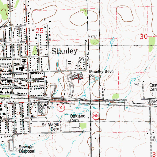 Topographic Map of Stanley Elementary School, WI