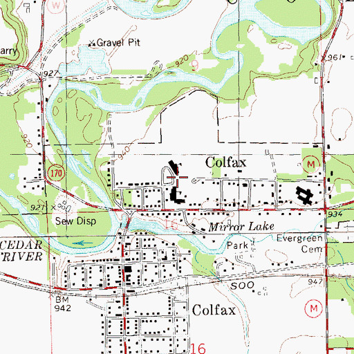 Topographic Map of Colfax High School, WI