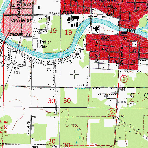 Topographic Map of Oconto Literacy Charter School, WI